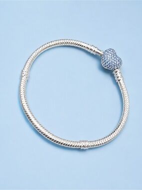 Pandora Moments 17cm Blue Pave Sparkling Snake Chain Bracelet